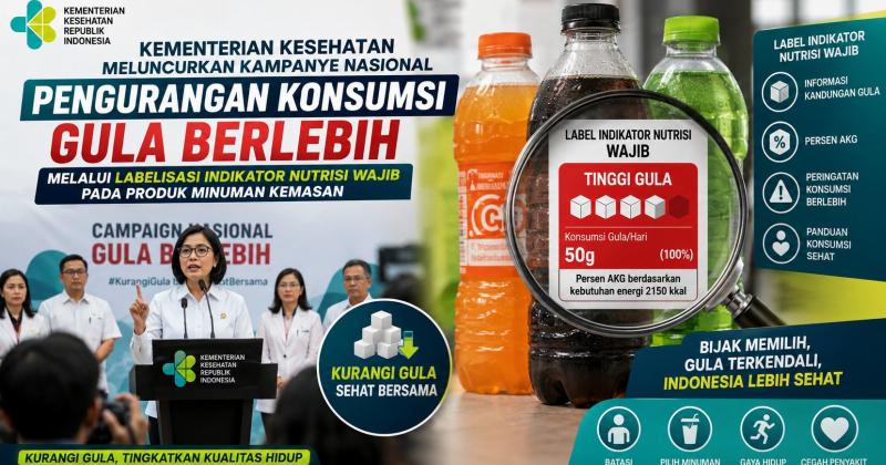 Kementerian Kesehatan Meluncurkan Kampanye Nasional Pengurangan Konsumsi Gula Berlebih Melalui Labelisasi Indikator Nutrisi Wajib Pada Produk Minuman Kemasan