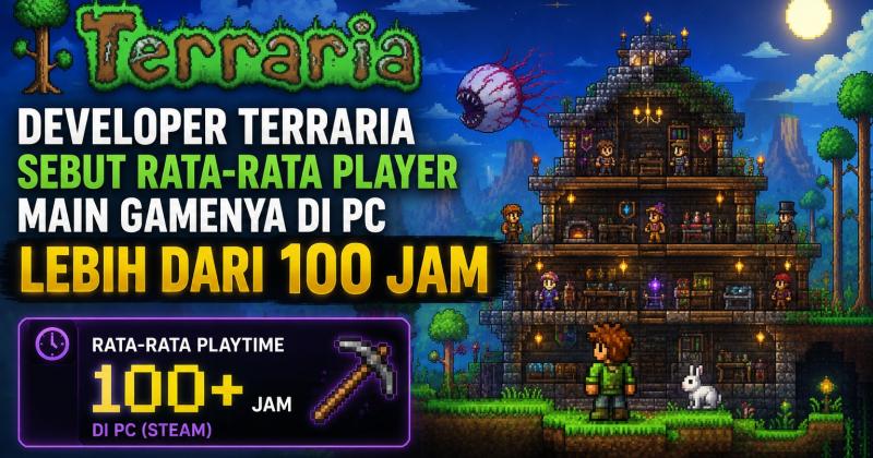 Developer Terraria Ungkap Rata-Rata Player PC Habiskan Waktu Main Lebih dari 100 Jam