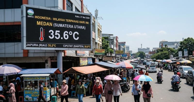 Medan hingga Ciputat Membara BMKG Rilis 20 Wilayah Terpanas di Indonesia Hari Ini
