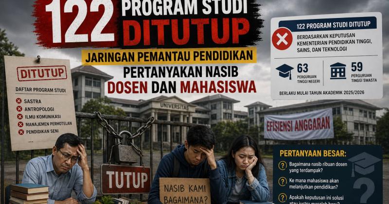 122 Program Studi Ditutup, Jaringan Pemantau Pendidikan Pertanyakan Nasib Dosen dan Mahasiswa
