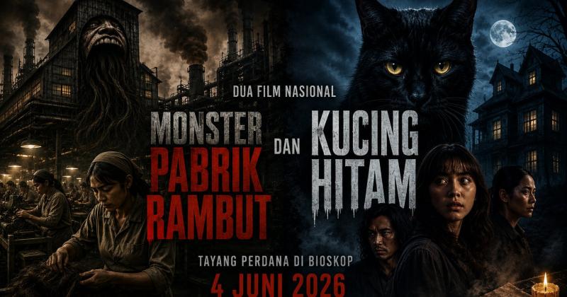 Dua Film Nasional Monster Pabrik Rambut dan Kucing Hitam Tayang Perdana di Bioskop Seluruh Indonesia pada 4 Juni 2026