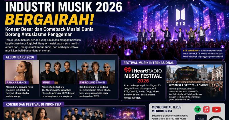 Industri Musik 2026 Bergairah Konser Besar dan Comeback Musisi Dunia Dorong Antusiasme Penggemar