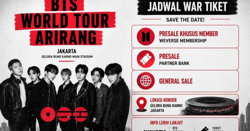 Jadwal War Tiket Konser BTS Jakarta Resmi Diumumkan, Presale Khusus Member Digelar Besok