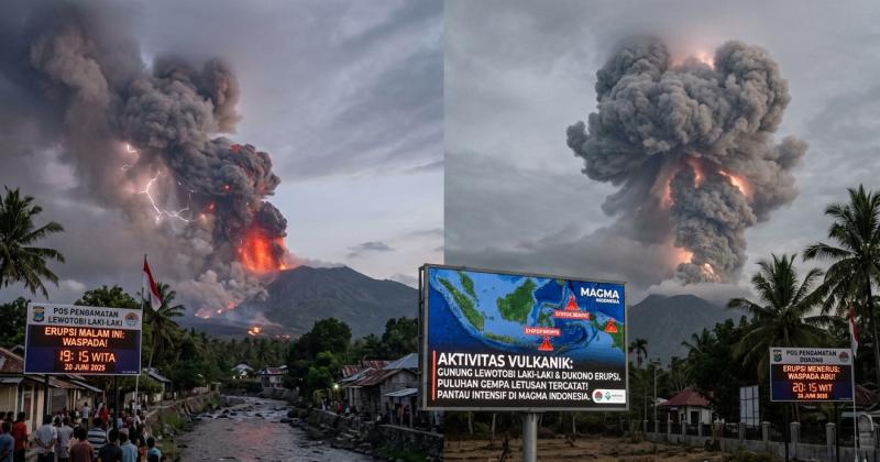 Ancaman Vulkanik Meningkat: Gunung Lewotobi Laki-Laki dan Gunung Dukono Kembali Erupsi Malam Ini
