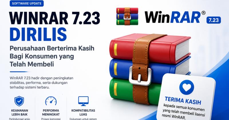 WinRAR 7.23 Dirilis, Perusahaan Berterima Kasih Bagi Konsumen yang Telah Membeli