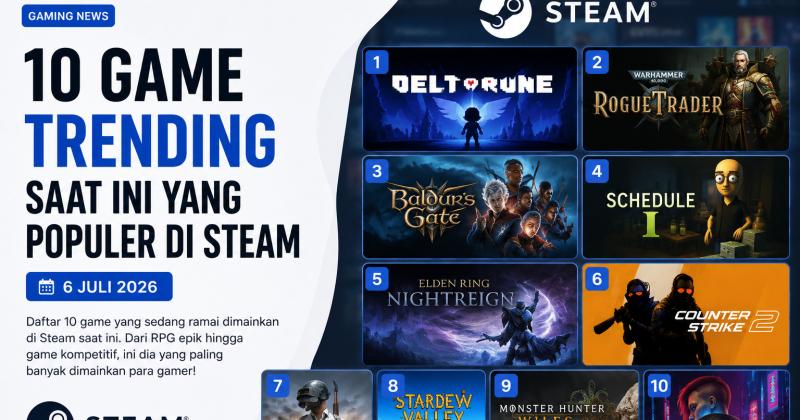10 Game Trending Saat Ini yang Populer di Steam – 6 Juli 2026