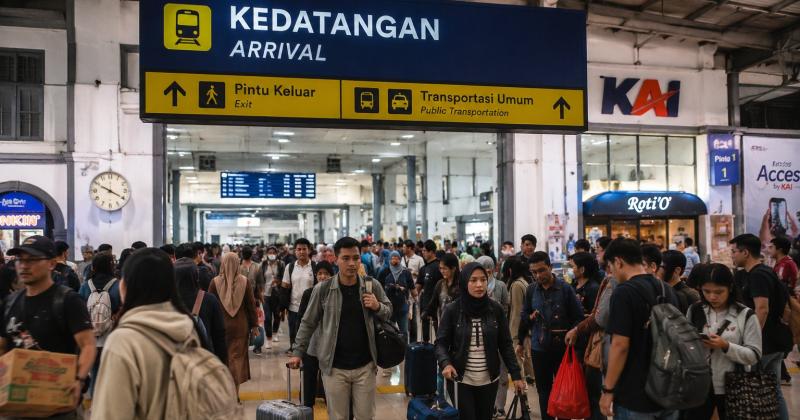 Arus Balik Liburan Mencapai Puncak, Puluhan Ribu Penumpang Padati Stasiun Pasar Senen dan Gambir
