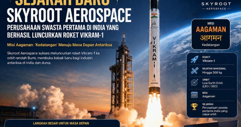 Sejarah Baru! Skyroot Aerospace Jadi Perusahaan Swasta Pertama India yang Berhasil Luncurkan Roket Vikram-1 ke Orbit Bumi