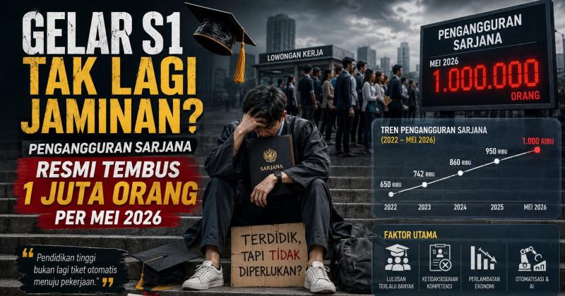 Gelar S1 Tak Lagi Jaminan? Pengangguran Sarjana Resmi Tembus 1 Juta Orang per Mei 2026