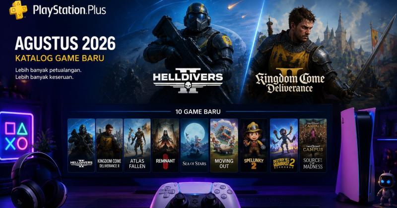 PS Plus Agustus 2026 Tambah 10 Game, Helldivers 2 hingga Kingdom Come: Deliverance II Jadi Sorotan