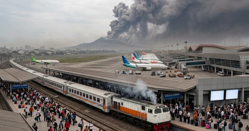 Dampak Erupsi Anak Krakatau Ratusan Penerbangan Lumpuh dan 8 Bandara Terdampak, PT KAI Geber Perjalanan Ekstra Surabaya-Jakarta