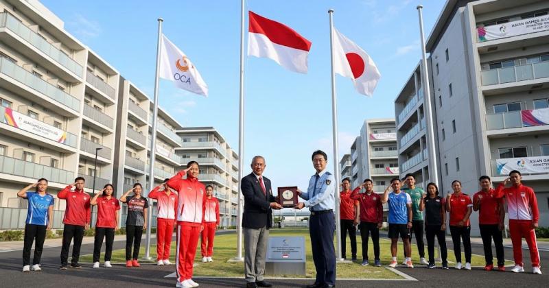 H-1 Pembukaan Asian Games 2026! Bendera Merah Putih Resmi Berkibar di Desa Atlet Nagoya