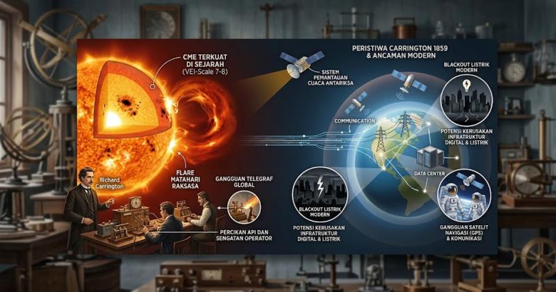 Peristiwa Carrington 1859 dan Potensi Ancaman Badai Matahari Ekstrem di Era Modern