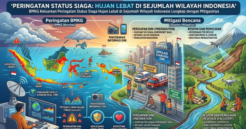BMKG Keluarkan Peringatan Status Siaga Hujan Lebat di Sejumlah Wilayah Indonesia Lengkap dengan Mitigasinya
