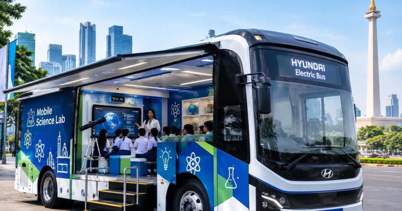 Bus Listrik Hyundai Jelmaan Ruang Kelas Sains Keliling Jakarta